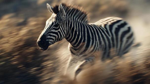 疾走するシマウマ：野生の躍動の写真