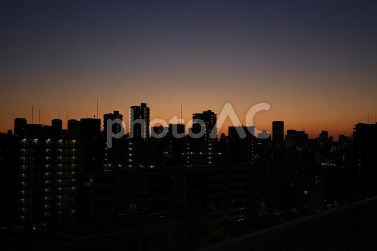 大阪の街の夕暮れ 大阪,夕暮れ,夕方の写真素材