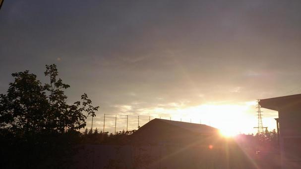 秋の夕暮れ 秋,田舎,風景の写真素材