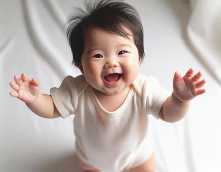 抱っこをおねだり赤ちゃんの写真