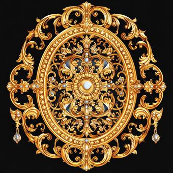 ゴールド 装飾 豪華 円形 アンティークの写真