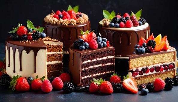 並ぶケーキが奏でる甘いハーモニー 並ぶケーキが奏でる甘いハーモニーの写真