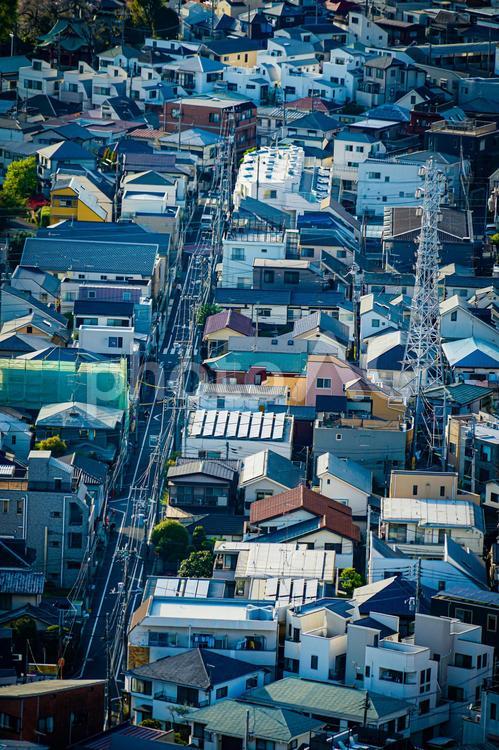 住宅地の風景 住宅,電線,東京の写真素材