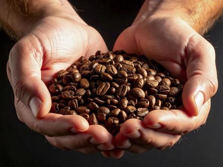 手の中のコーヒー豆 生成AI 手の中のコーヒー豆 生成AI の写真