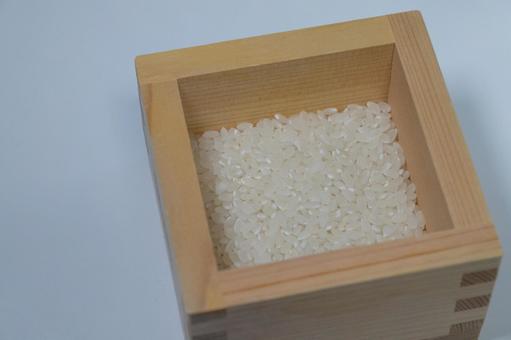 檜の枡に盛られた白いお米 枡,木製,檜の写真素材
