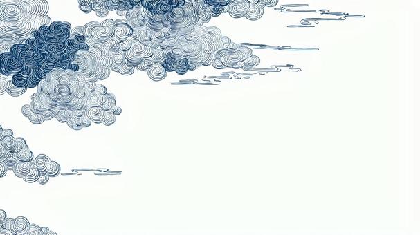 和風線画雲の背景 和風線画雲の背景の写真