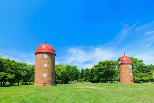 サイロと青空 サイロと青空 サイロ,青空,明治公園の写真素材