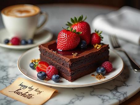 美味しそうなチョコレートケーキの写真