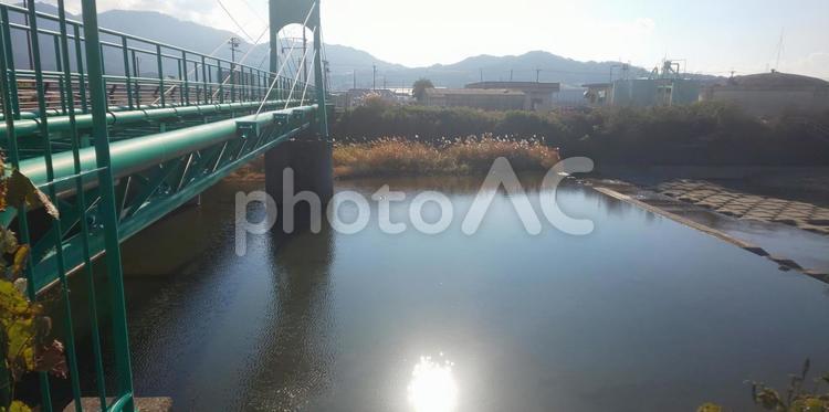 橋 -福岡県 篠栗町 橋,欄干,多々良川の写真素材
