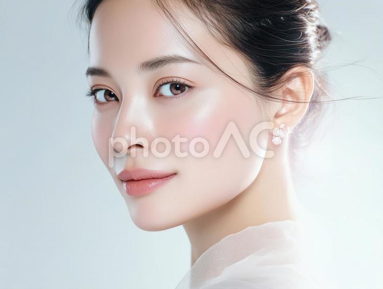 透明感のある美肌の若い日本人女性 透明感,美肌,日本人の写真素材