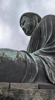 鎌倉大仏を下から望む 国宝,仏像,神奈川観光の写真素材
