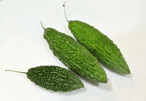 家庭菜園でとれたゴーヤ 家庭菜園でとれたゴーヤの写真