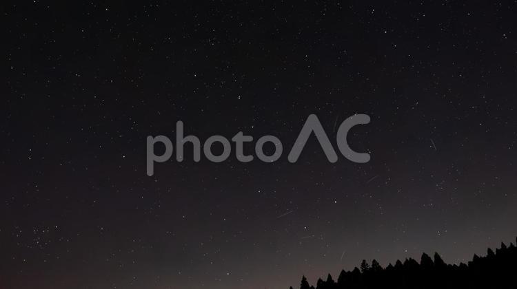 森に突き刺さる北斗七星の光 森,北斗七星,星座の写真素材
