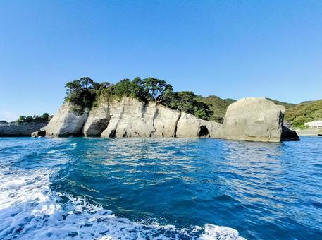 西伊豆　堂ヶ島マリン 遊覧船からの眺め 堂ヶ島,遊覧船,観光船の写真素材