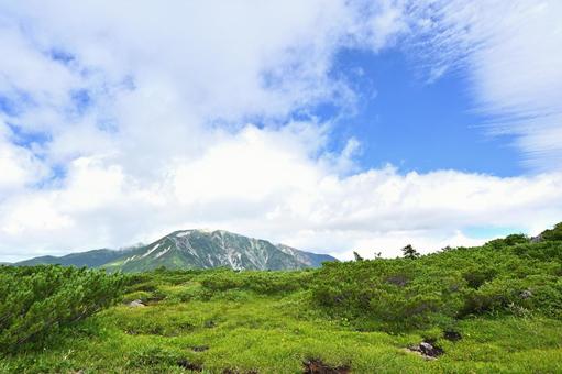 晴天の雲ノ平と北アルプスの山々 晴天の雲ノ平と北アルプスの山々の写真