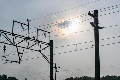 電柱のある風景 電柱のある風景の写真