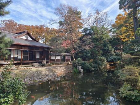 福井県-柴田氏庭園-甘棠館 柴田氏庭園,国指定名勝,甘棠館の写真素材