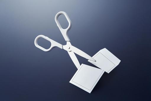 ハサミで白い封筒を切る はさみ,カット,封筒の写真素材