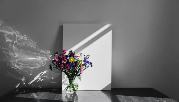 光と影のコントラスト、カラフルな花束 光と影のコントラスト、カラフルな花束の写真