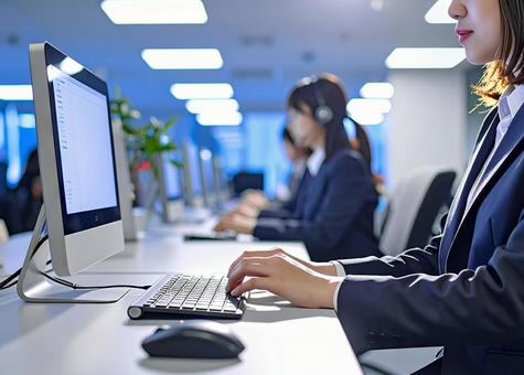 コールセンターで働く女性オペレーターの写真