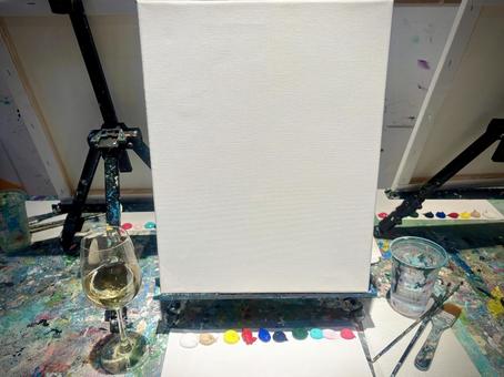 白いキャンバス(画角正面) キャンバス,真っ白,描くの写真素材