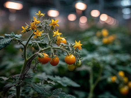 現代農業、室内で咲くトマトの花 現代農業、室内で咲くトマトの花の写真