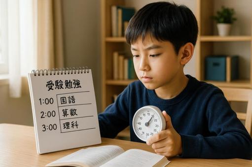 自分で時間管理をする受験生 自分で時間管理をする受験生の写真