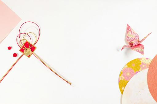 お正月イメージ 水引・折り鶴 お正月イメージ 水引・折り鶴 お正月,新春,お供え物の写真素材