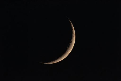 三日月 三日月,月,夜空の写真素材