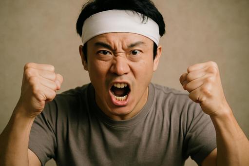 A person wearing a headband to get pumped up, headband, hachimaki, hachimaki, JPG