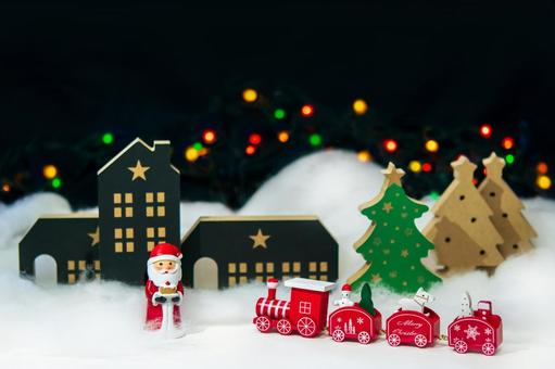 クリスマス(積み木イルミ)1 クリスマス,サンタクロース,玩具の写真素材