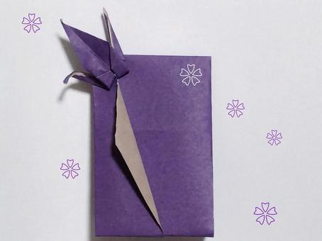 折り鶴ポチ袋 折り紙,ポチ袋,折り鶴の写真素材