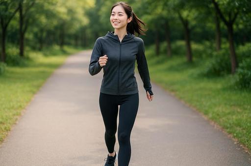 ウォーキングする女性 ウォーキングする女性の写真