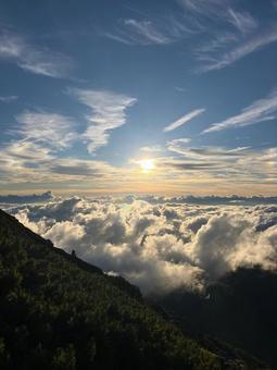 荒川中岳山頂より 夕日逆光 荒川中岳山頂より 夕日逆光の写真