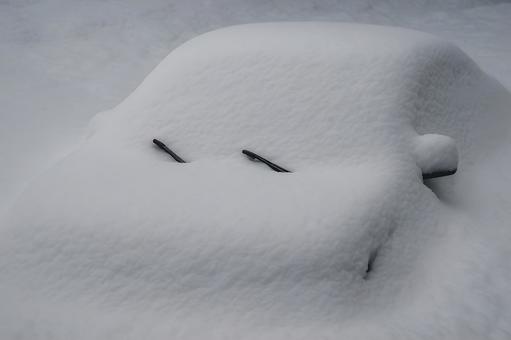 雪に埋もれた車 雪に埋もれた車の写真
