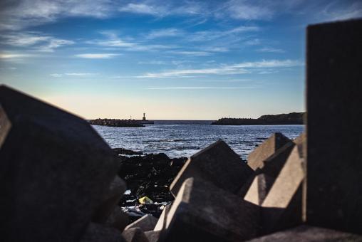 <Material> Sunset beach and tetrapods, JPG <Material> Sunset beach and tetrapods, JPG