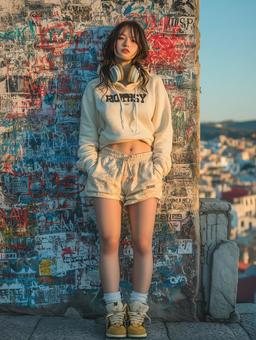 ストリートスタイルの女性の写真