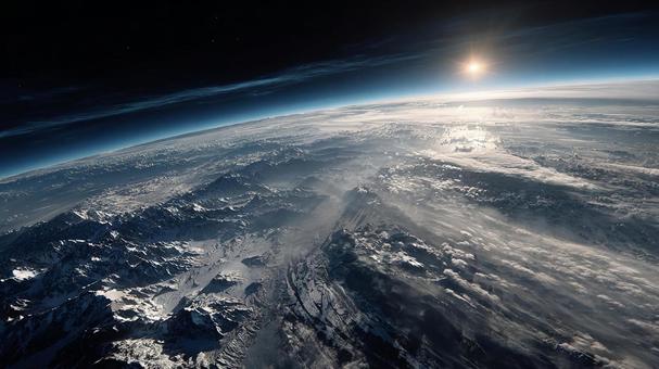 地球の曲線:宇宙に輝く青い惑星 地球の曲線:宇宙に輝く青い惑星の写真
