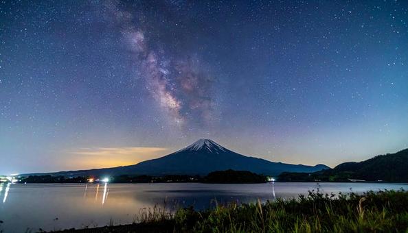 山の上の天の川と湖 山の上の天の川と湖の写真