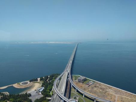 向こうまで伸びて 関空大橋,風景,眺めの写真素材