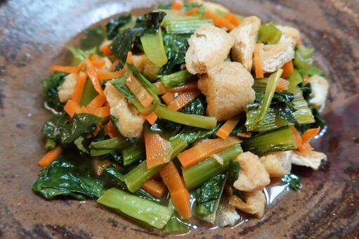 チンゲンサイと油揚げのお浸し 野菜,チンゲンサイ,チンゲン菜の写真素材