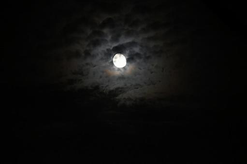 雲がかかる月 雲がかかる月 月,満月,夜空の写真素材