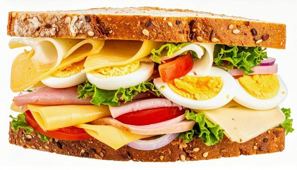 美味しいチーズ入りのミックスサンドイッチの写真