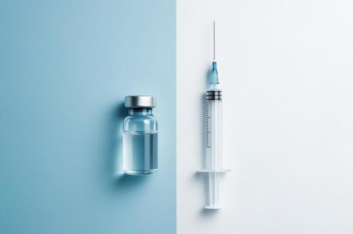 ガラス瓶と注射器の写真