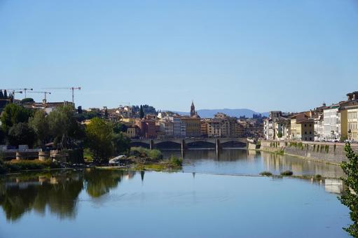 アルノ川 イタリア,フィレンツェ,観光の写真素材