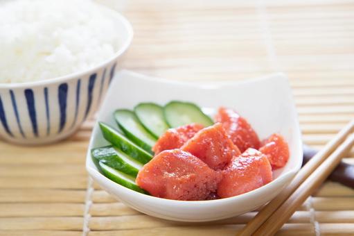 Rice with spicy cod roe, xin ziming tử, cơm, nấu ăn, JPG