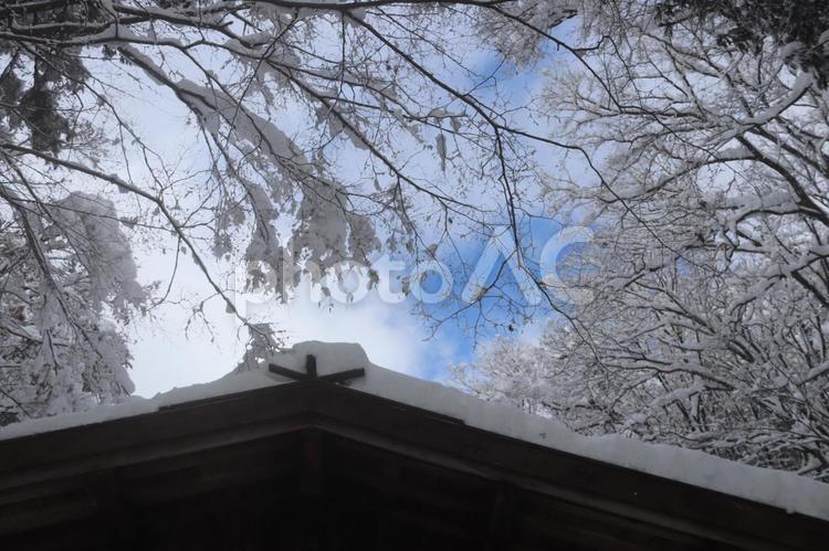 飛騨の里 合掌造り,冬景色,家の写真素材
