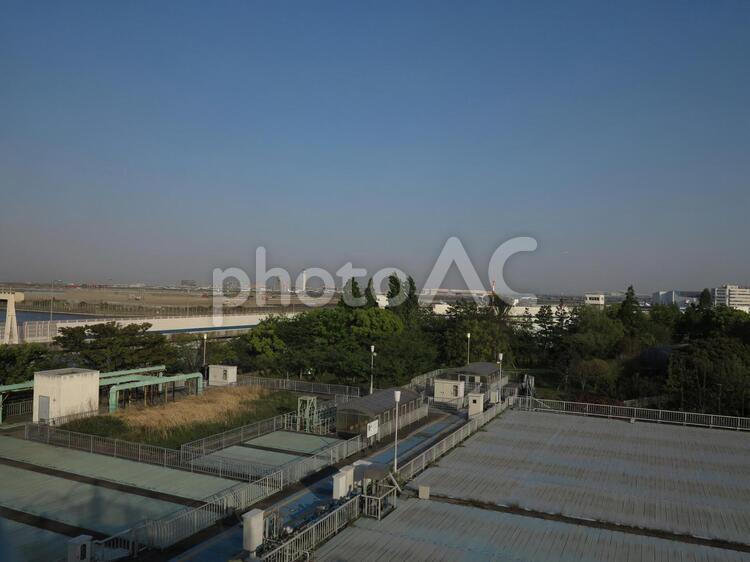 森ケ崎公園から見る羽田空港 あおぞら,交通,大田区の写真素材