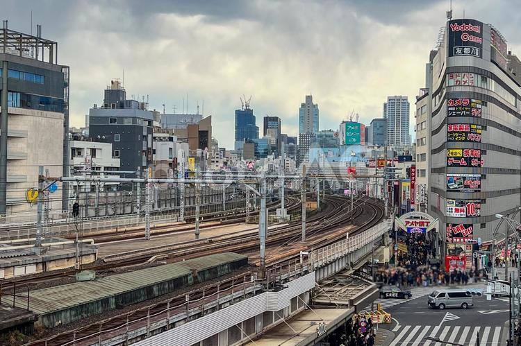 上野公園から見る上野駅 駅,旅,上野駅の写真素材