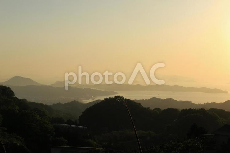 瀬戸の夕暮れ 日暮れ,暁,霧の写真素材